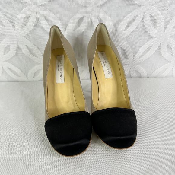 Stella McCartney Two Colors Satin Pumps Golden Metallic - Picture 3 of 14